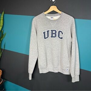 Vintage Russell Athletic Gray UBC Basic Crewneck Sweater size small unisex